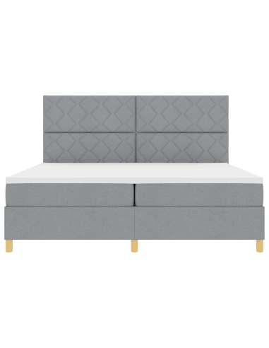 Letto a Sorgente LED Grigio chiaro 200 x 200 cm Tessuto