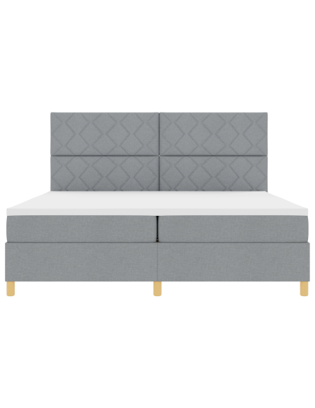 Letto a Sorgente LED Grigio chiaro 200 x 200 cm Tessuto