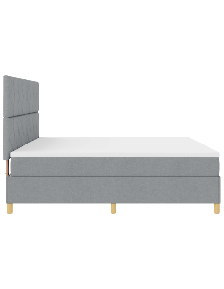 Letto a Box con Materasso e Luce LED Grigio chiaro 200x200 cm Tessuto