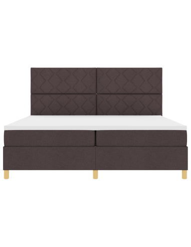 Letto a Sorgente LED Marrone Scuro 200 x 200 cm Tessuto