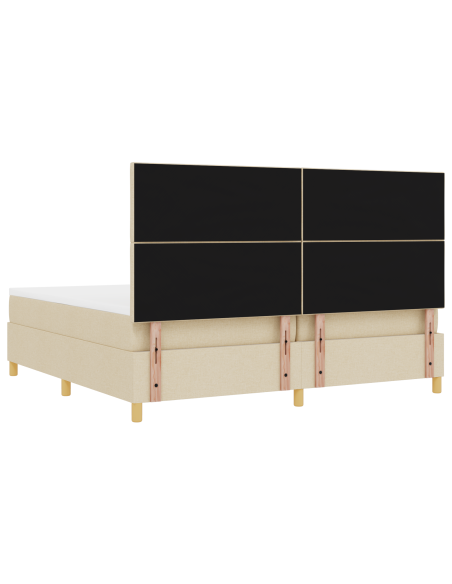 Letto con Box Spring e Materasso & LED panna 200x200 cm in tessuto