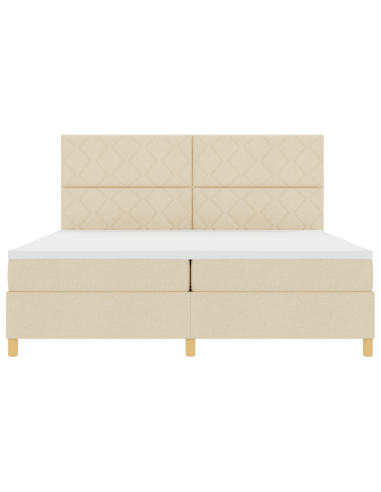 Letto a Sorgente LED con materasso Crema 200 x 200 cm Tessuto