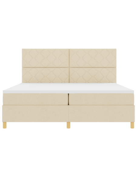 Letto con Box Spring e Materasso & LED panna 200x200 cm in tessuto