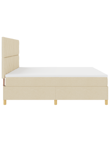 Letto a Sorgente LED con materasso Crema 200 x 200 cm Tessuto