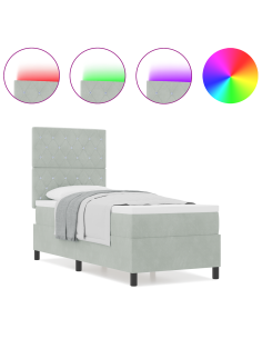 Letto a Sorgente LED Grigio chiaro 80 x 200 cm Tessuto 2