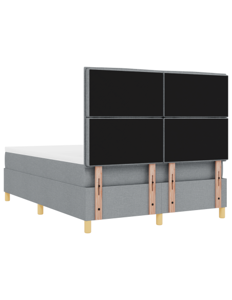 Letto box spring con materasso e LED grigio chiaro 140x200 cm