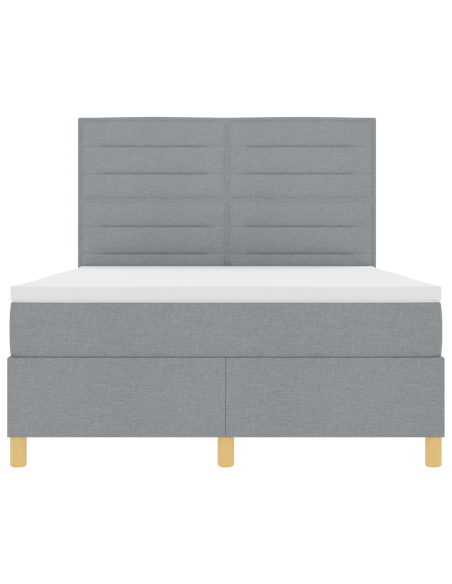 Letto box spring con materasso e LED grigio chiaro 140x200 cm