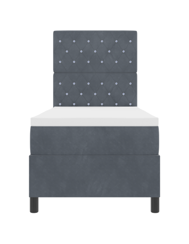 Letto a Sorgente LED Grigio scuro 80 x 200 cm Tessuto