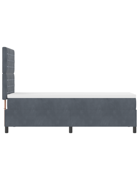 Letto a Rete con Materasso e LED Grigio Scuro 80x200 cm Velluto