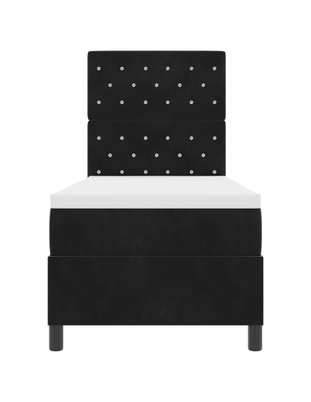 Letto Box Spring con Materasso e LED Nero 80x200 cm Velluto