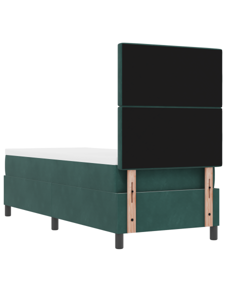 Letto con Rete a Molle e Materasso & LED Verde Scuro 80x200 cm Velluto