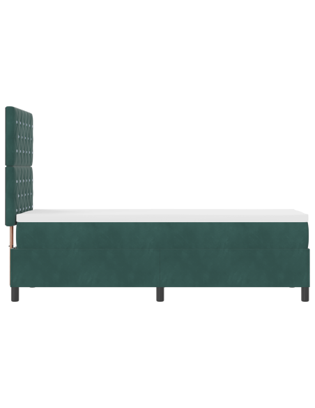 Letto con Rete a Molle e Materasso & LED Verde Scuro 80x200 cm Velluto