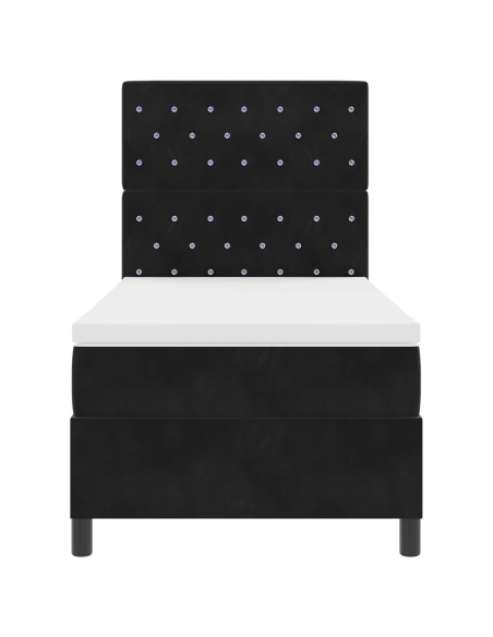 Letto Box Spring  con Materasso e LED Nero 90x190 cm Velluto