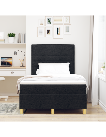 Letto a molle con materasso e LED Nero 120x190 cm in tessuto