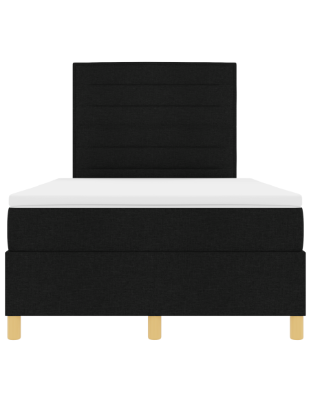 Letto a Sorgente LED con materasso Nero 120 x 190 cm Tessuto