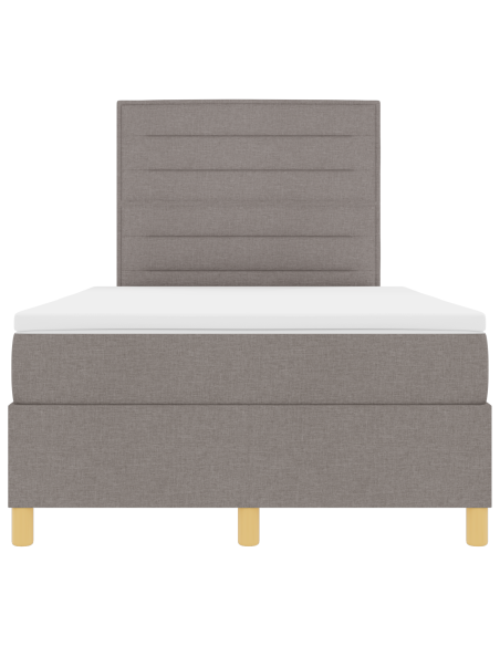 Letto Box Spring con Materasso & LED Tortora 120x190 cm Tessuto