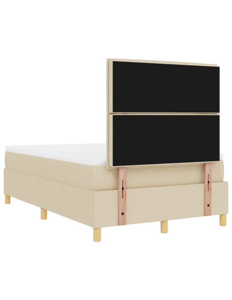 Letto con Box Spring con Materasso e LED Panna 120x190 cm Tessuto