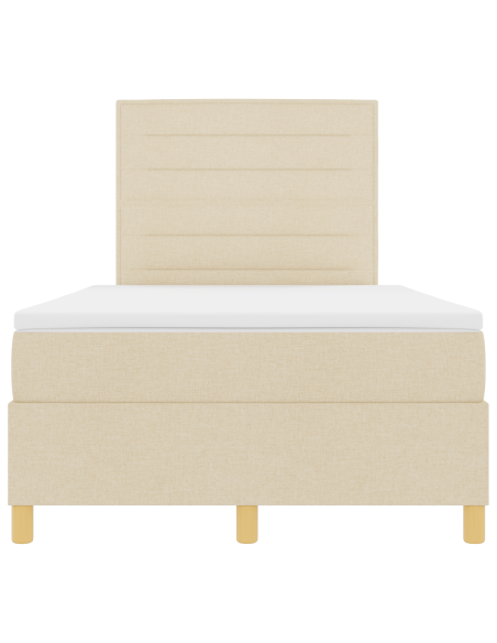 Letto con Box Spring con Materasso e LED Panna 120x190 cm Tessuto
