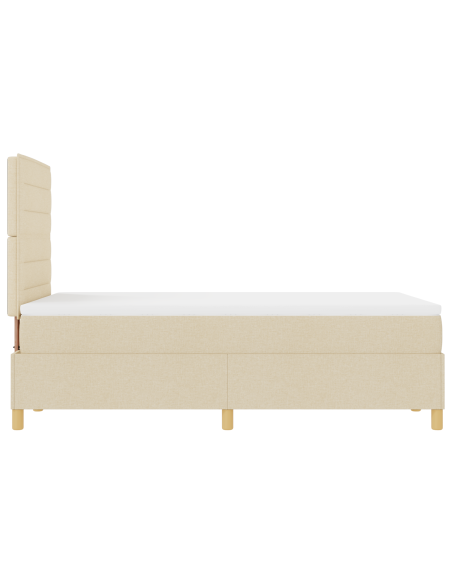 Letto con Box Spring con Materasso e LED Panna 120x190 cm Tessuto