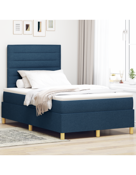 Letto a Box Spring con Materasso & LED Blu 120x200 cm Tessuto