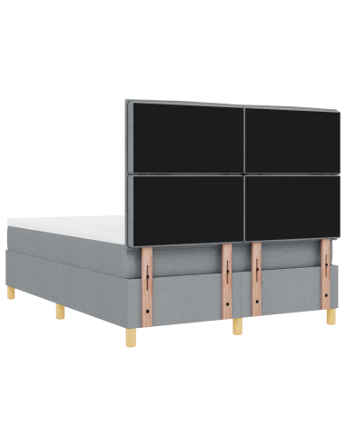 Letto a Sorgente LED Grigio chiaro 140 x 190 cm Tessuto