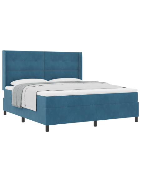 Letto a Box con Materasso Blu Scuro 180x200 cm Velluto