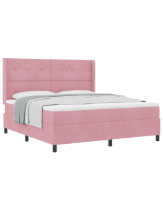 Letto a molle con materasso Rosa 180 x 200 cm Velluto