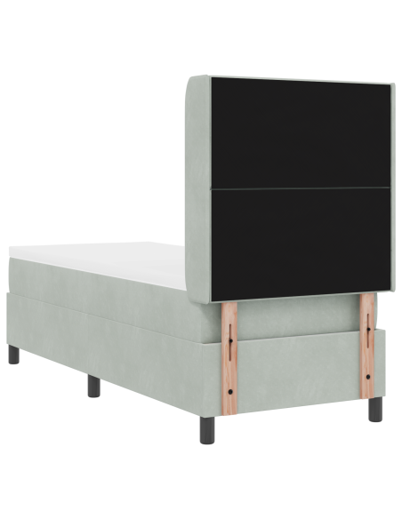 Letto con box spring e materasso grigio chiaro 80x200 cm in velluto