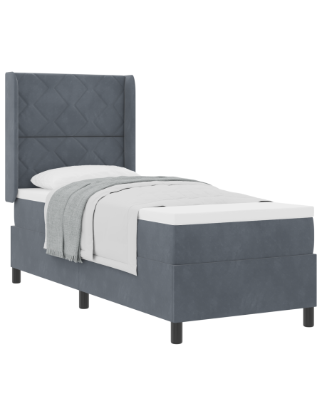 Letto con Box Spring e Materasso Grigio Scuro 80x200 cm in Velluto