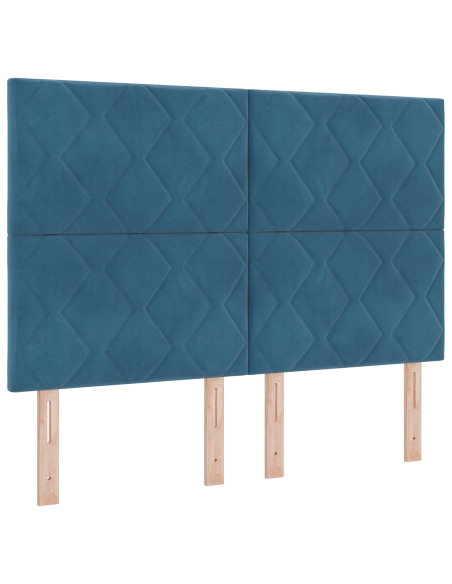 Letto Box Spring con Materasso Blu Scuro 140x190 cm in Velluto