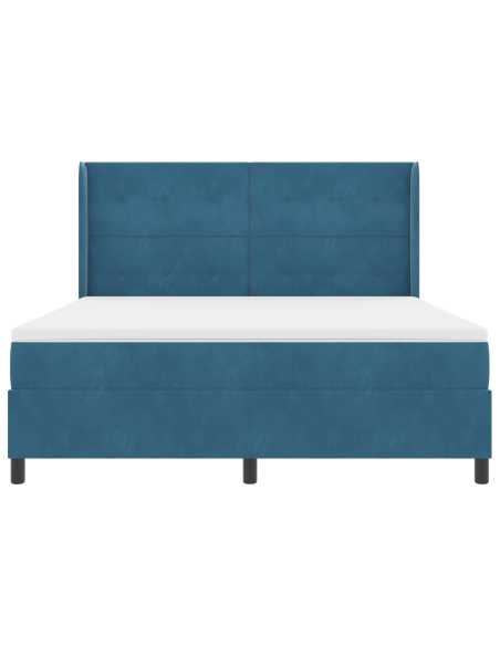 Letto a Box con Materasso Blu Scuro 180x200 cm Velluto