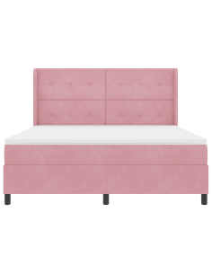 Letto a molle con materasso Rosa 180 x 200 cm Velluto 2
