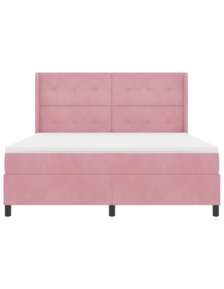 Letto a box spring con materasso rosa 180x200 cm in velluto
