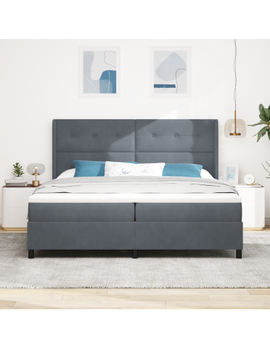 Letto a molle con materasso Grigio scuro 200 x 200 cm Velluto