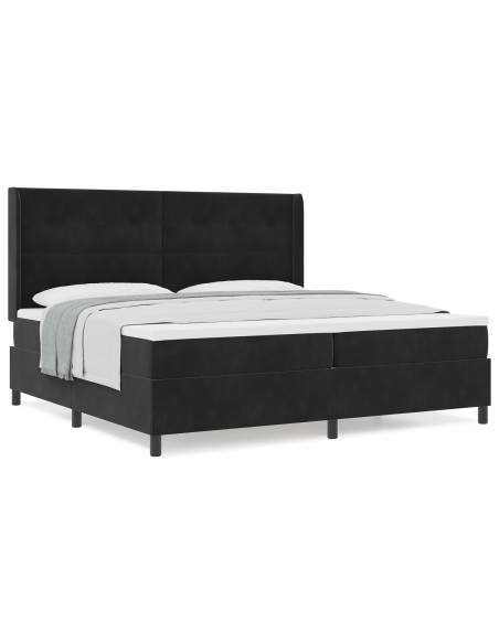 Letto Box Spring con Materasso Nero 200x200 cm Velluto