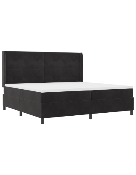 Letto Box Spring con Materasso Nero 200x200 cm Velluto