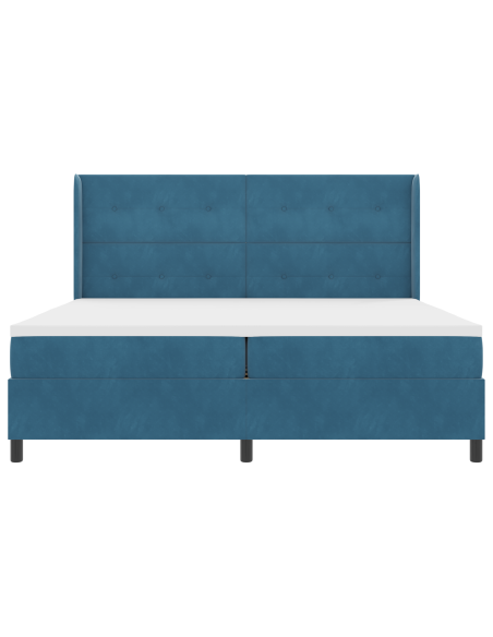 Letto Box Spring con Materasso Blu Scuro 200x200 cm Velluto