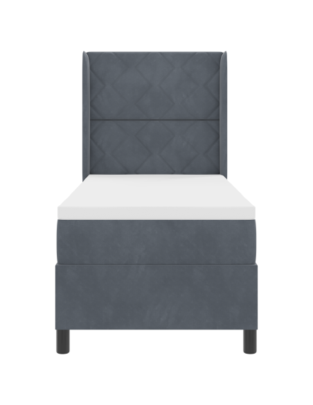 Letto con Box Spring e Materasso Grigio Scuro 80x200 cm in Velluto