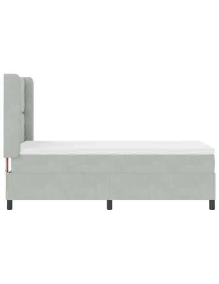 Letto a contenitore con materasso Grigio chiaro 90x190 cm Velluto