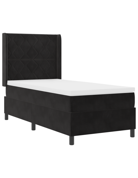 Letto Box Spring con Materasso Nero 90x190 cm Velluto