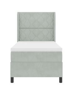 Letto a molle con materasso Grigio chiaro 90 x 200 cm Velluto 2