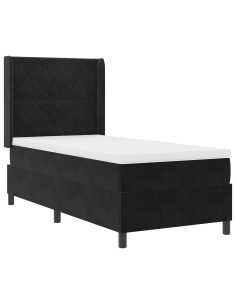 Letto a molle con testiera Nero 90 x 200 cm Velluto 2