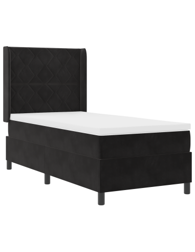 Letto a molle con testiera Nero 90 x 200 cm Velluto