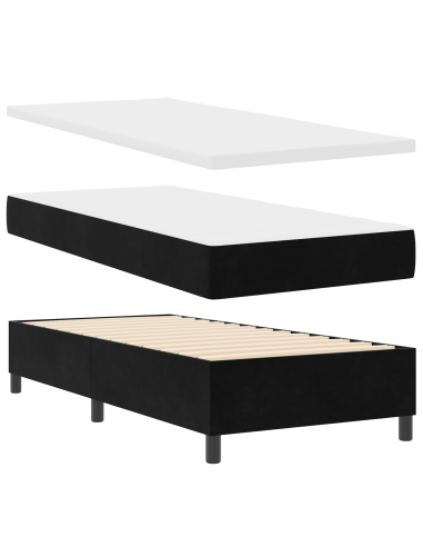 Letto a molle con testiera Nero 90 x 200 cm Velluto