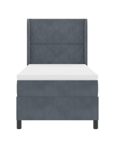 Letto a molle con materasso Grigio scuro 100 x 200 cm Velluto 2