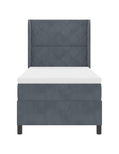 Letto a molle con materasso Grigio scuro 100 x 200 cm Velluto