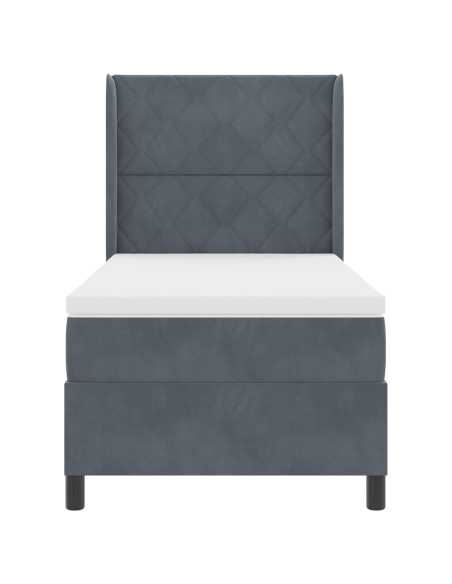Letto a molle con materasso Grigio scuro 100 x 200 cm Velluto