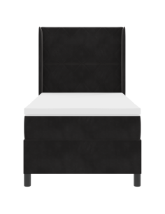 Letto a molle con testiera Nero 100 x 200 cm Velluto 2