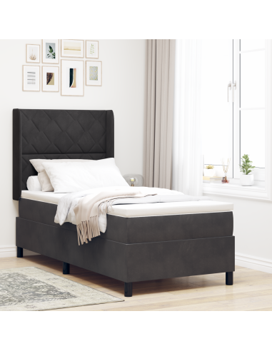 Letto a molle con testiera Nero 100 x 200 cm Velluto