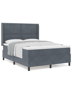 Letto a molle con materasso Grigio scuro 140 x 190 cm Velluto 2